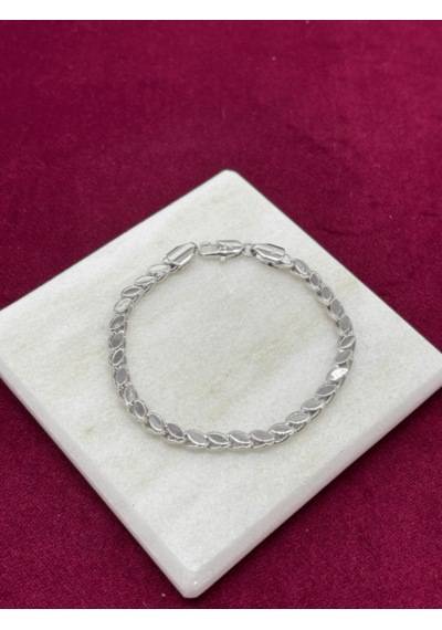 Yaprak Şekilli Parlak Silver Bileklik Gold