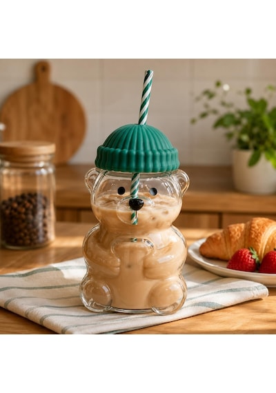 580 Ml Ayıcık Desenli Cam Bardak Pipetli Silikon Kapaklı Soğuk Kahve Bardağı Şeffaf Cam Kupa Sevimli Ayıcık Bardak Bubble Tea Smoothie Milkshake Meyve Suyu İçecek Bardağı Çocuk Ve Yetişkin çok renkli 580 Ml Ayıcık Desenli Cam Bardak Pipetli Silikon Kapaklı Soğuk Kahve Bardağı Şeffaf Cam Kupa Sevimli Ayıcık Bardak Bubble Tea Smoothie Milkshake Meyve Suyu İçecek Bardağı Çocuk Ve Yetişkin çok renkli