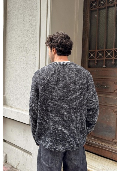 Flaw Örgü Model Triko Kazak Siyah-28497 Siyah