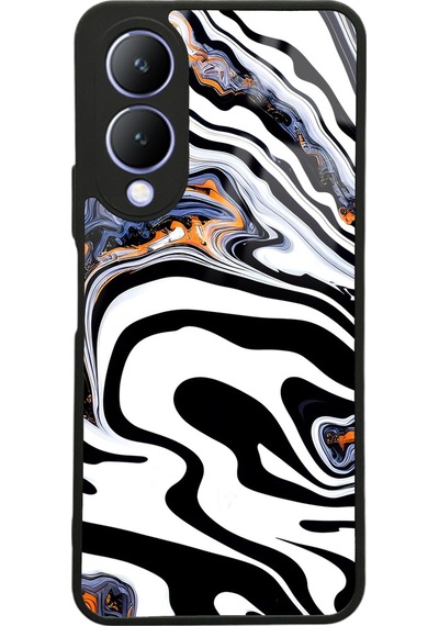 Vivo Y17s Beyaz Mermer Tasarımlı Glossy Telefon Kılıfı Çok Renkli