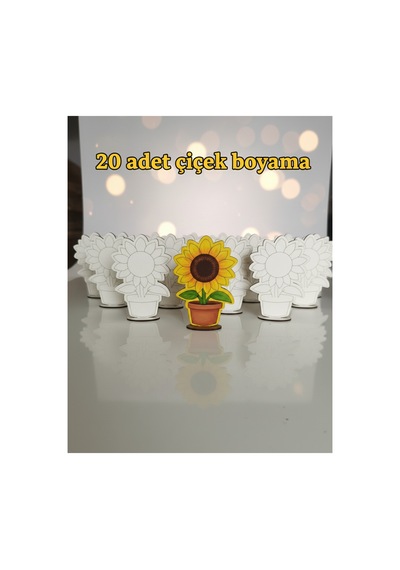 Çicek 20'li Çiçek Ahşap Oyuncak Aktivite Karne Hediyesi Yaz Okulu Kreş Anaokulu Etkinlik Ayçiçeği