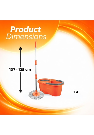 Macro Max Focus Otomatik Temizlik Seti, Pedalsız Döner Sıkmalı 360 Başlıklı Mikrofiber Paspas