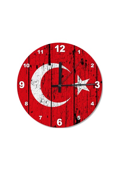 Eskimiş Ahşap Zemininde Bayrak Ahşap Duvar Saati (406931413) Ahşap