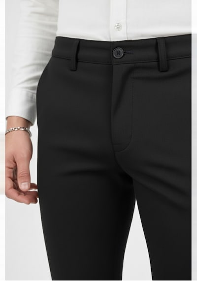 Deepsea Erkek Siyah Modern Fit Likralı Kumaş Pantolon Günlük & Ofis Kullanımı 2602020 Siyah