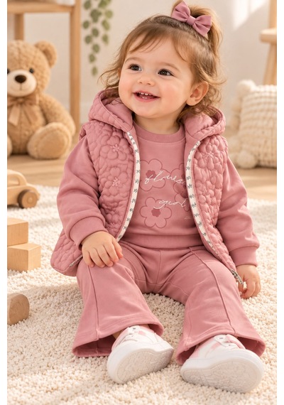 Baby Hi Papatya Desenli Kız Üçlü Takım 6-18 Aylık -dü698430 - Gül Kurusu