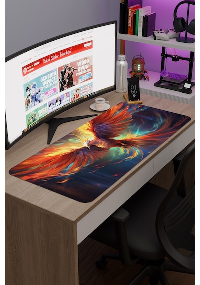 Anka Kuşu Kaymaz Dikişli Kauçuk Oyuncu Mousepad V3 - 90x40 Xxl Gaming Mouse Pad Fare Altlığı