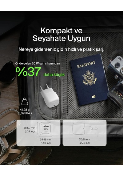 Belkin Boostcharge Küp Usb C Duvar Şarj Cihazı, 20 W Usb-c Şarj C