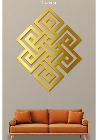 Kelt Sonsuzluk Düğümü - Metal Duvar Tablosu - Altın - 60 X 75 Cm