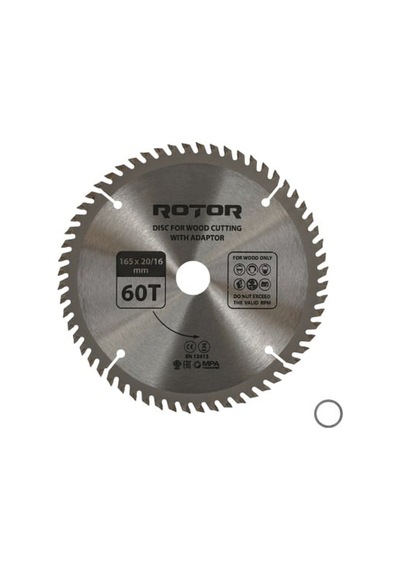 Ahşap Kesme Diski Rotor 165 20/16 Adaptörlü 60t