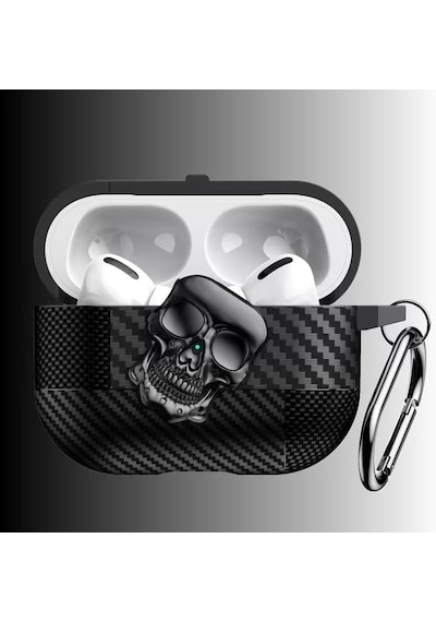 Airpods Pro 3.nesil Ile Uyumlu Karbon Fiber Hybrid Polymer Technology Kafa Tası Tasarımlı Premium Kulaklık Kılıfı Siyah-siyah