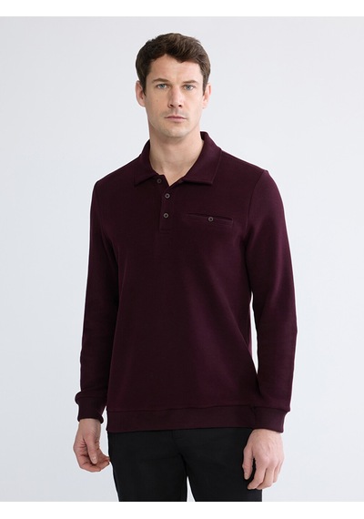 Lcwaıkıkı Classic Bordo Polo Yaka Erkek Sweatshirt