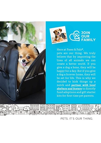 Paws & Pals Havayolu Onaylı Evcil Hayvan Taşıyıcısı - Küçük Orta Boy Kediler Ve Köpekler İçin Yumuşak Taraflı Taşıyıcılar Hava-uçak Seyahat Yerinde Koltuk Altı Taşıma Çantası Polar Yastık Yatağı Yavru