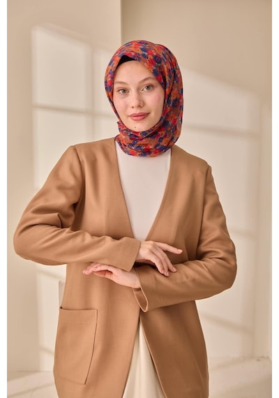 Silk Home Soft Eşarp 73092-09 Taba, Morcivert, Turuncu, Gri, Kırmızı