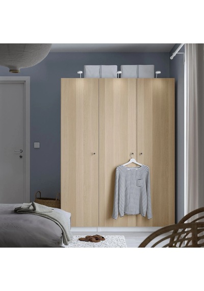 Ikea Beyaz Geniş Kapaklı Gardırop Beyaz-ağartılmış Meşe Görünümlü