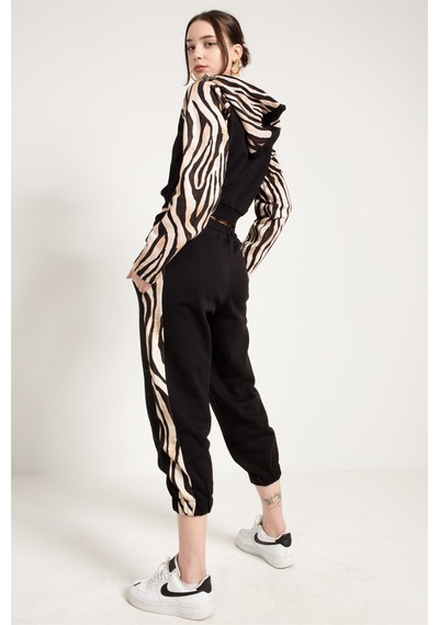 JAHR MARC Zebra Desenli Siyah Kadın Jogger - XS Siyah