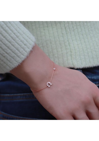 Şans Nalı Figürlü Zirkon Taşlı Mine İşli Rose Gold Kaplama Gümüş Bileklik Gümüş