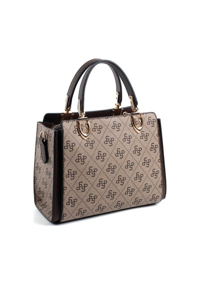 Silver Polo Sp1133 Kadın El Çantası Monogram Koyubej-kahve