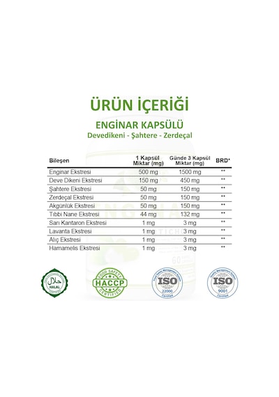 Gökçek Şifa 1000 MG Enginar (Artichoke Capsule) 60 Kapsül