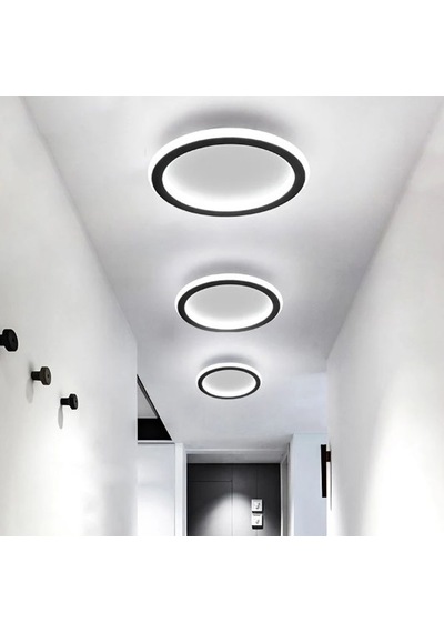Siyah Ø40 cm Çember Avize 3000K Sarı Işık Led Tavan Lambası