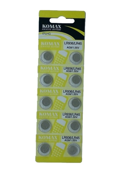 Komax Ag9 Lr936/Lr45/394 Alkalin 10'Lu Düğme Pil