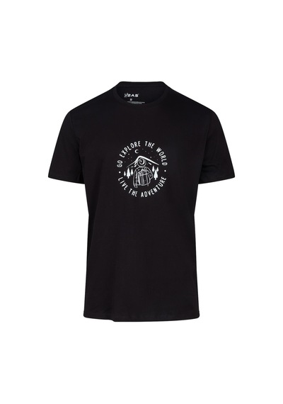 2as Alex Baskılı Erkek Sıfır Yaka T-shirt Siyah
