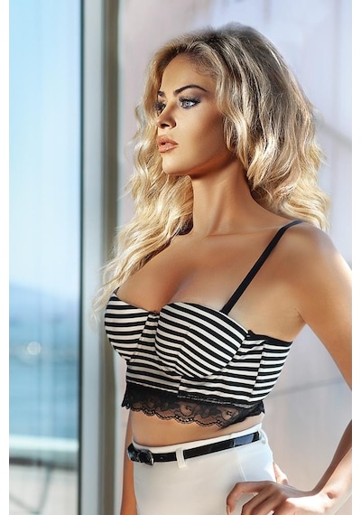 Miorre Push-Up Dolgulu Çizgili Dantelli Büstiyer Miorre Push-Up Dolgulu Çizgili Dantelli Büstiyer