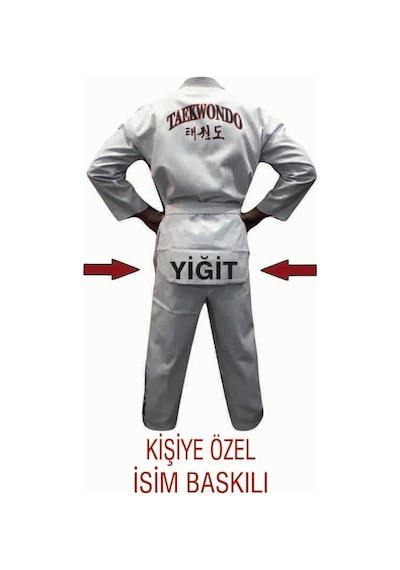 Yiğitspor Kişiye Özel Isim Baskılı Taekwondo Elbisesi Whiteface Beyaz Yaka Beyaz
