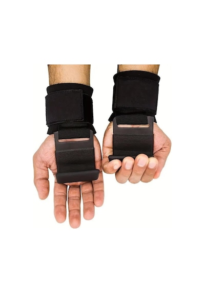 Valkyrie 2 Adet Ağırlık Kaldırma Kancası Tutma Yardımcısı Bar Fitness Bilekliği Lifting Hooks Straps Siyah