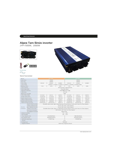 2000 Watt 12v Tam Sinüs İnverter Alpex