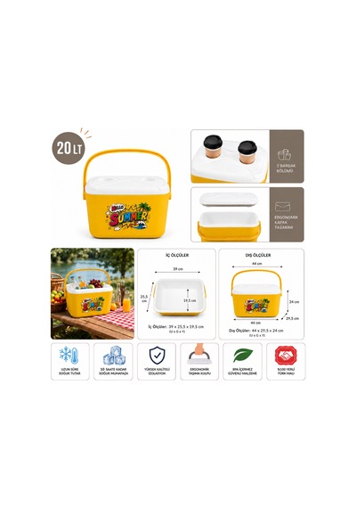 20 Lt Buzzy Retro Buzluk Termos 1179 Cooler Box -400 Sarı