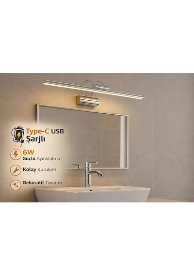 Sarjlı Led Flüt Resim Aplik / 6w / 3200k Gün Işığı / 35cm / Duvar Tipi Ayna/tablo Üstü Dekoratif Işık / Ip20 Diğer