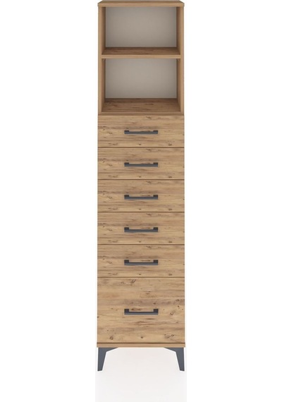 Arges Dolap 2 Raflı 6 Çekmeceli 44x30x182 Çam-çam Atlas Çam