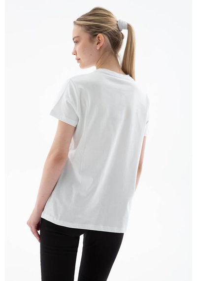 Fashion Friends Baskılı %100 Pamuklu Beyaz Kadın T-shirt 25y0152k1 Beyaz