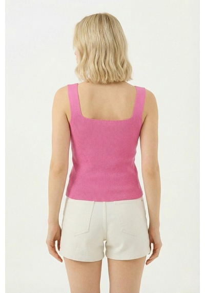 Rovebella Vera Kare Yaka Fitilli Pembe Crop