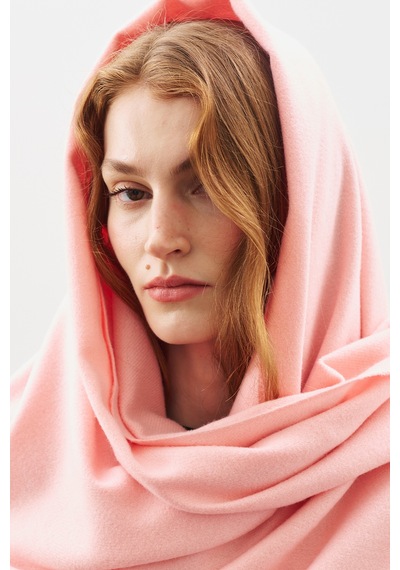 Manuka Kaşmir Dokulu Şal Pembe Pembe