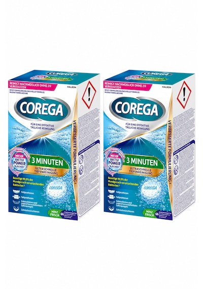 Corega 3 Dakika Protez Diş Temizleme Tabletleri 66 Adet Derin Temizlik & Ferah Nane X 2 Adet