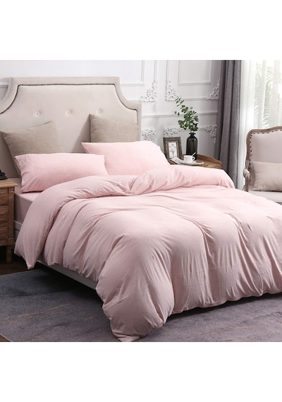 Soft Pink Çarşafı Lastikli Çift Kişilik Nevresim Takımı