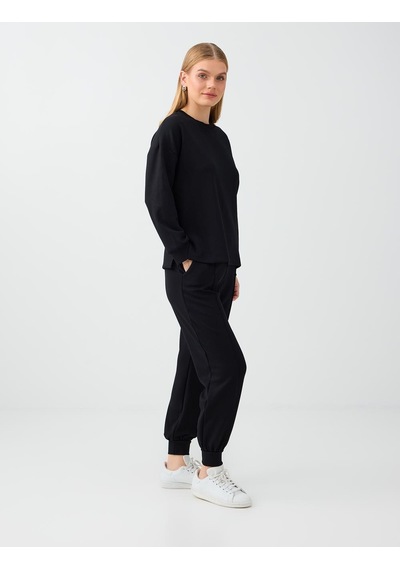 Jimmy Key Siyah Yüksek Bel Dar Paça Cepli Jogger Pantolon 6ww188602900