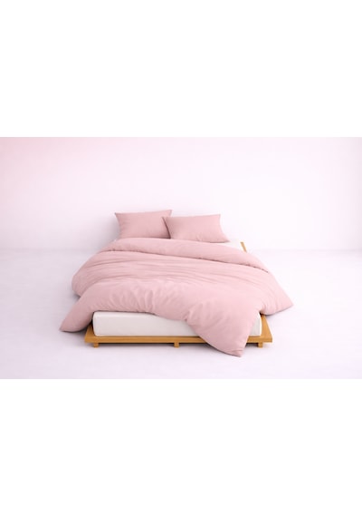 Lüks Ranforce Kumaş %100 Pamuklu Tek Kişilik Nevresim Takımı 160x220 Lastikli Çarşaf 120x200+30 Pudra