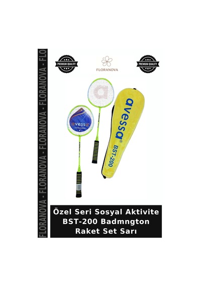 Özel Seri Sosyal Aktivite Bst-200 Badmngton Raket Set Sarı