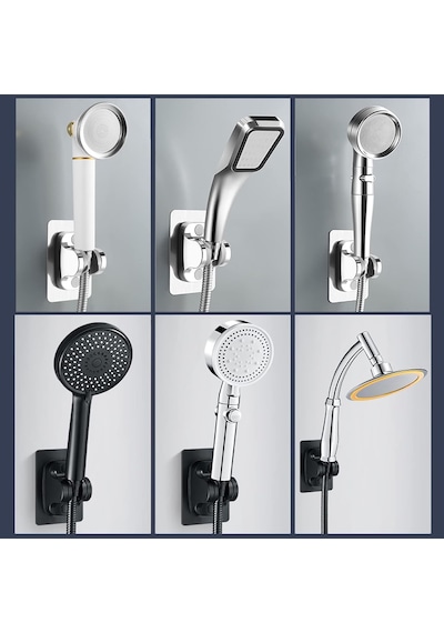 Kyrotech 2'li Set Ayarlanabilir Kendinden Yapışkanlı Duş Başlığı Askısı, Siyah Duvara Monte Duş Başlığı Tutucu, Matkap Gerektirmez Sabit Braket, Suya Dayanıklı Banyo Duş Başlığı Sabitleyici Aksesuar