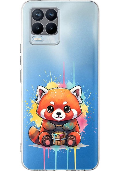 Realme 8 Pro İle Uyumlu Splash Tilki Tasarımlı Şeffaf Silikon Kılıf Şeffaf