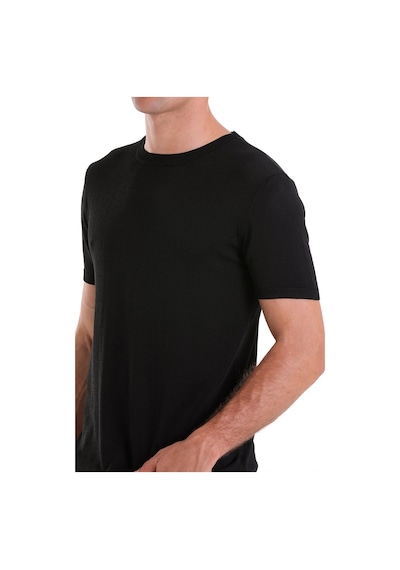 Hatemoğlu Siyah Slim Fit Düz Bisiklet Yaka Rayon Triko Tişört Siyah