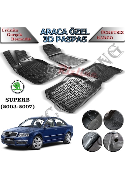 Rizline Skoda Superb 2001-2008 3D Havuzlu  Paspas