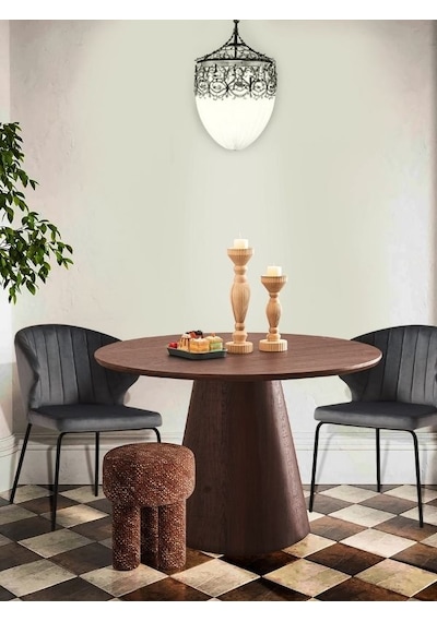 Hemera Ahşap Yemek Masası 110x110 Ceviz Ayak - Ceviz Üst