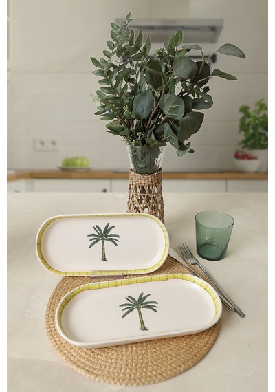 Keramika Palmiye Noyan Kayık Tabak 26 Cm 2 Adet 22642 Çok Renkli