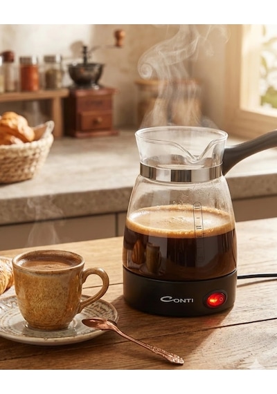 Hubrendy Tekno Elektrikli Cam Kahve Makinesi 650w 0.5 Litre Kapasiteli Türk Kahvesi Makinesi Diğer