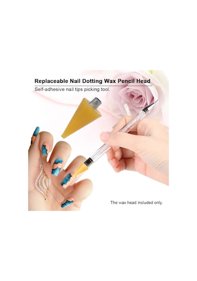 Wineen Nail Art Dot Diamond Değiştirilebilir Kalem Başlığı Beyaz