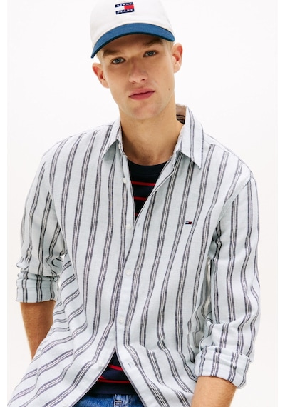 Tommy Hilfiger Tjm Regular Keten Mx Şeritli Erkek Mavi Gömlek-15654