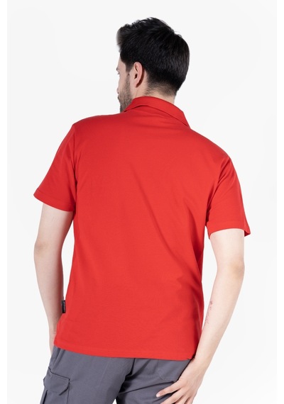 Yıldırımlar T-shirt %100 Pamuk Polo Yaka Fleto Cepli %100 Pamuk Kırmızı